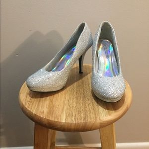 Silver sparkly heels