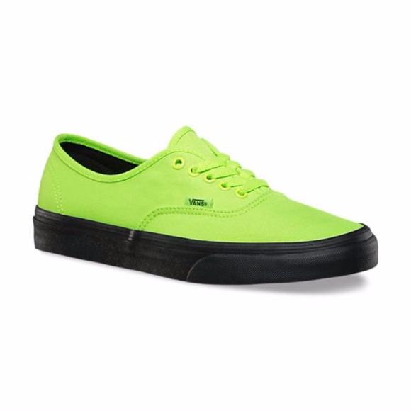 VANS AUTHENTIC BLACK OUTSOLE NEON GREEN BLACK - Picture 2 of 2