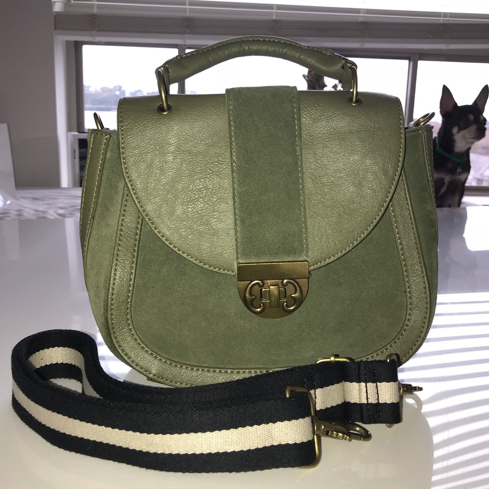 Olive Green Leather & Suede Tote/Crossbody/Bag