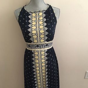 Maxi deep blue & yellow dress