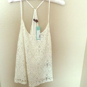 Arc & Co lace racer back tank blouse