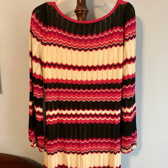 Bebe glittering zigzag striped tunic Sz L - Picture 3 of 6