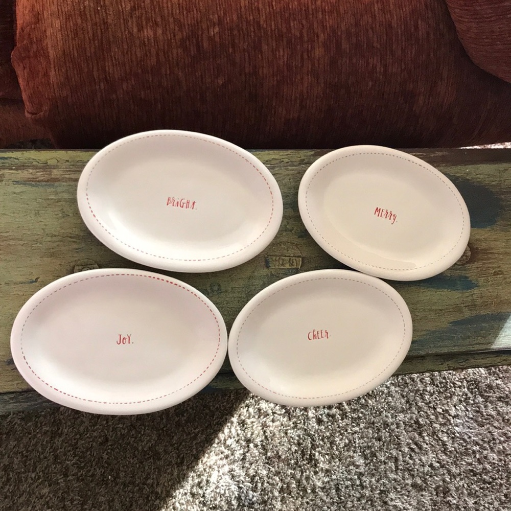 Rae Dunn Christmas plates merry bright joy cheer
