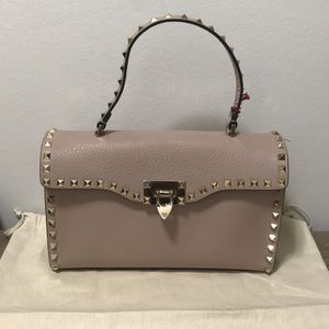 Valentino Rockstud Leather Top-Handle Satchel
