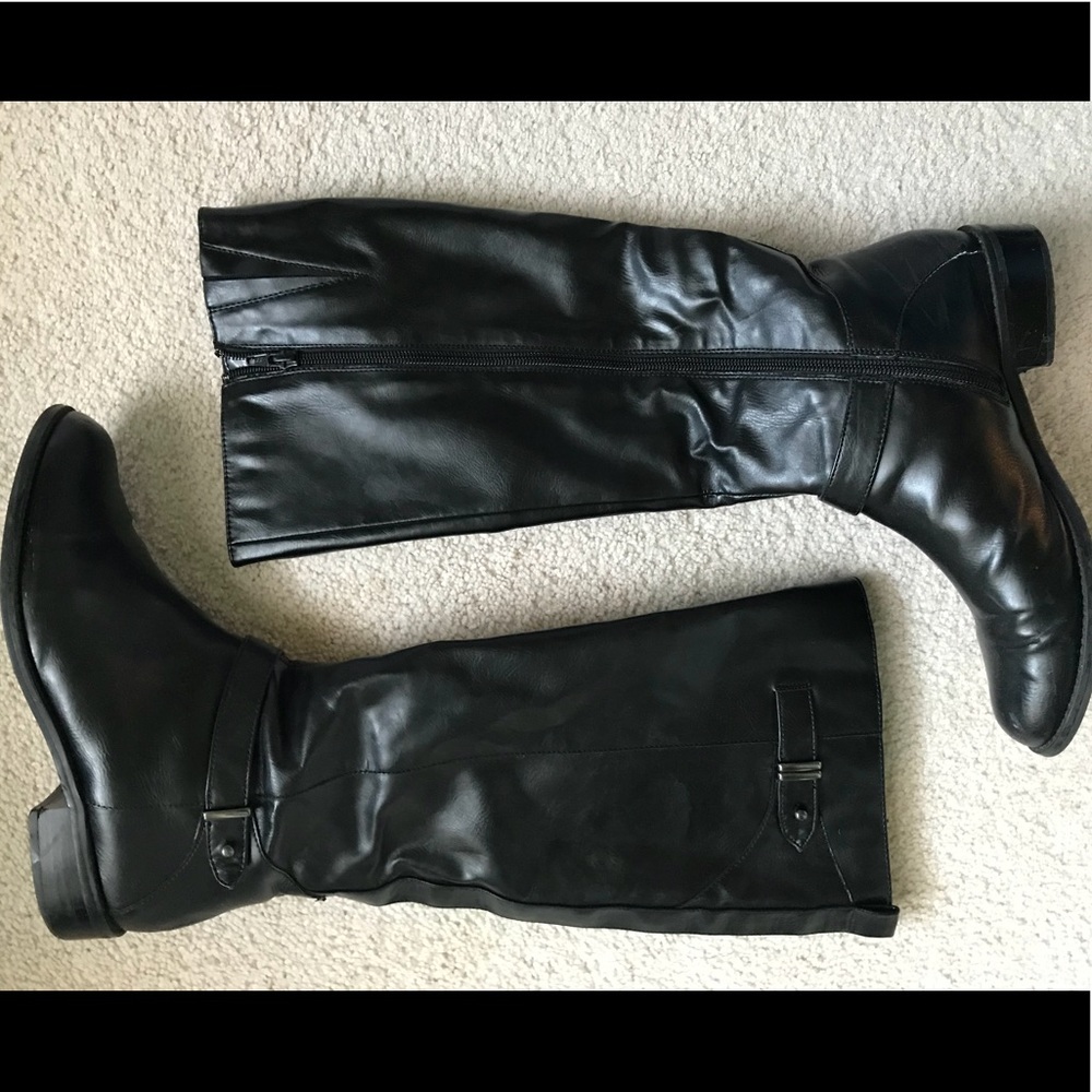 Tall Black Leather Riding Boots