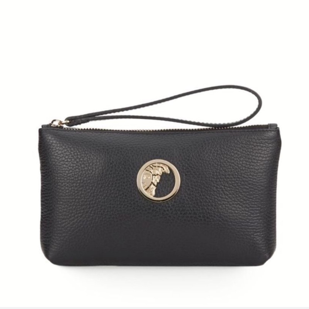 Versace -Black Pebbled Leather Wristlet ORG$325