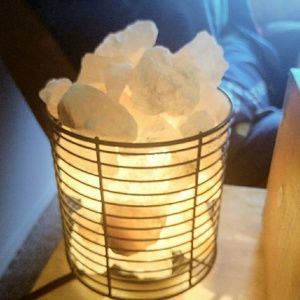 Himalyan Salt Lamp with pillar basket