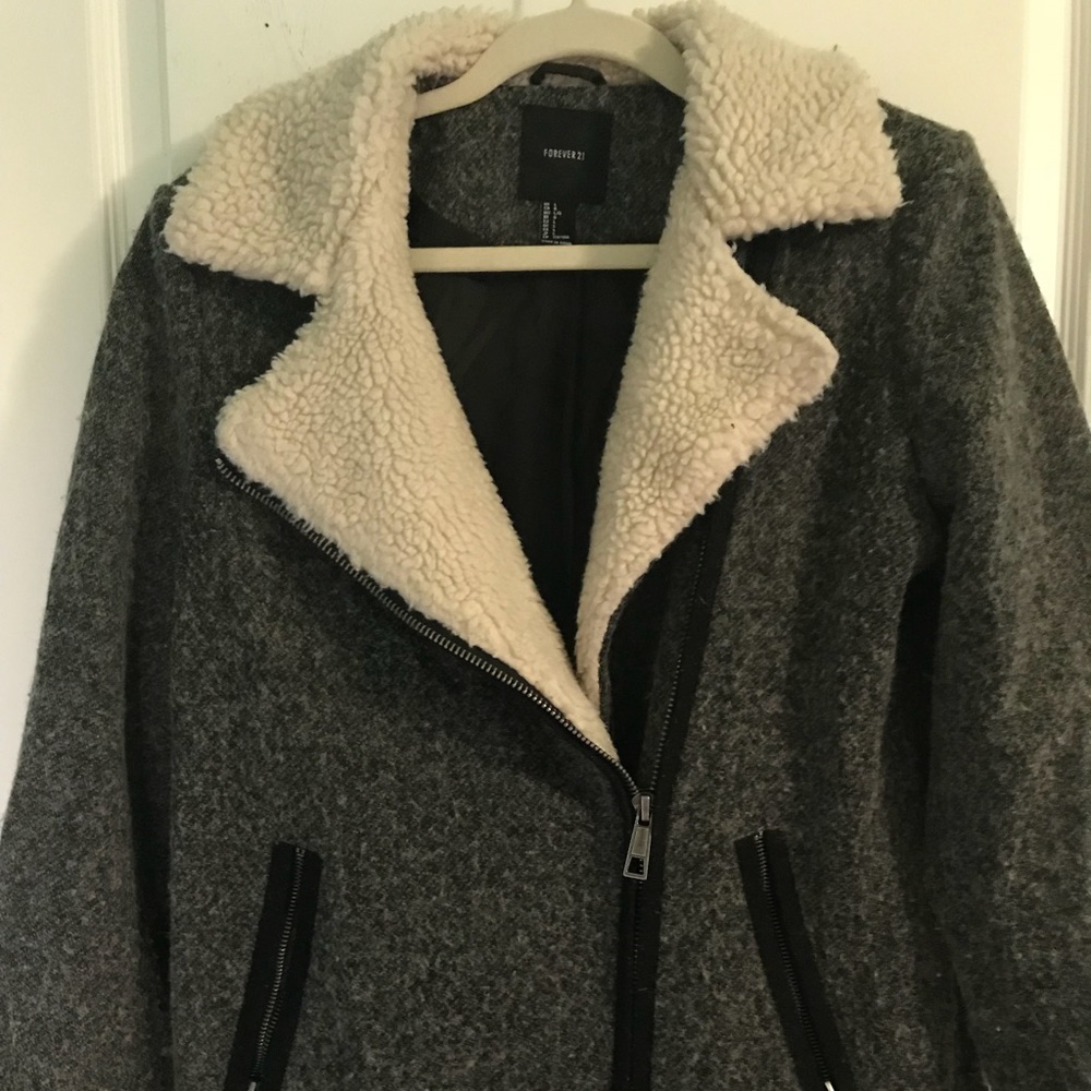 Forever 21 Faux Fur Collar Jacket