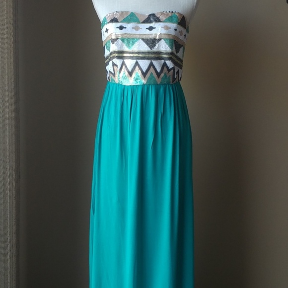 Bo Bel Turquoise Maxi Dress - Picture 2 of 5