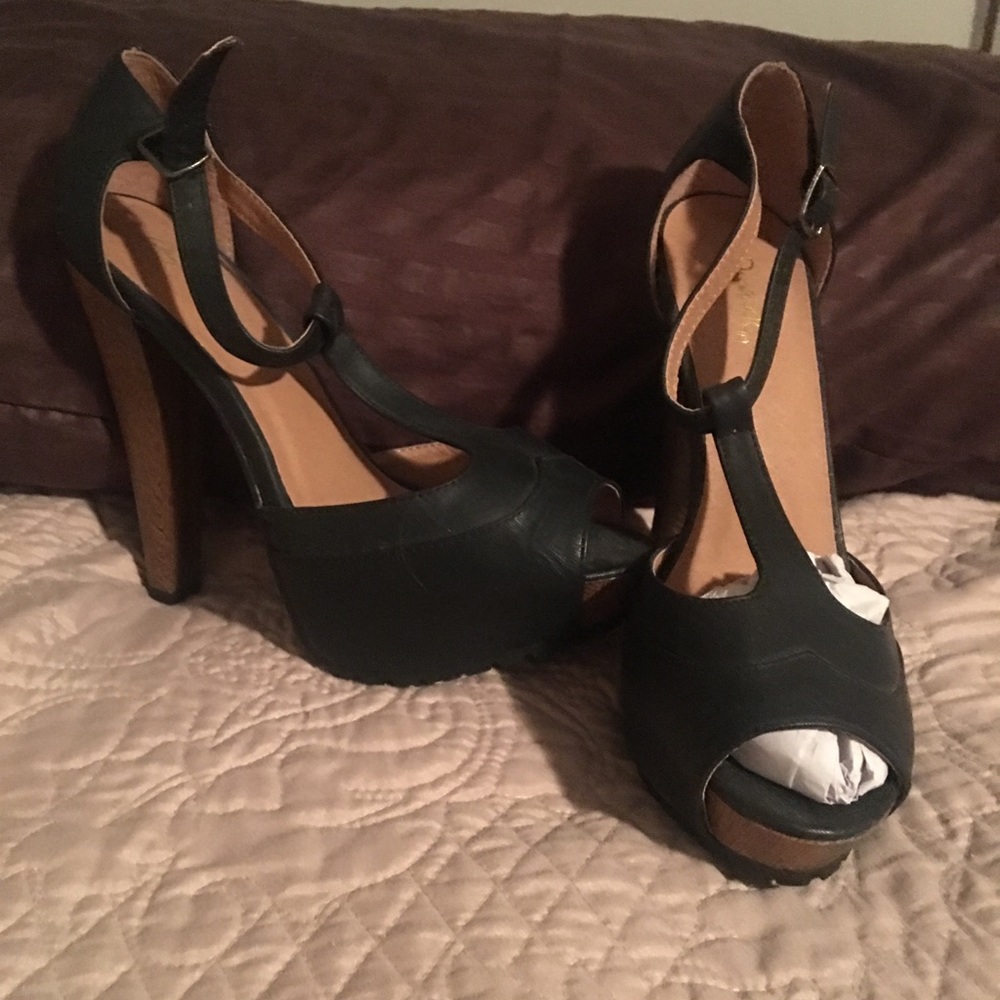 Black strap heels