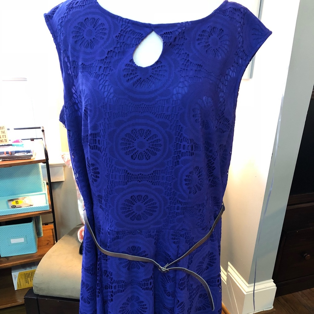 London Times Blue Knit dress. Sz 16W. GUC!