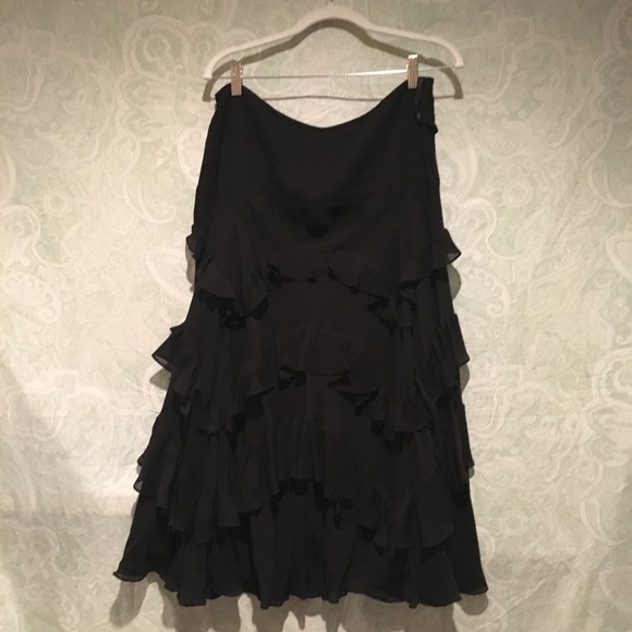 INC Long Ruffled Black Skirt Size 10 - Picture 1 of 4