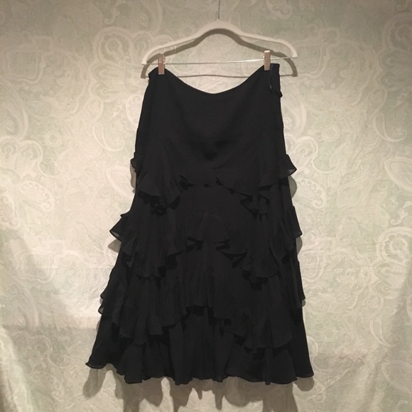 INC Long Ruffled Black Skirt Size 10 - Picture 2 of 4