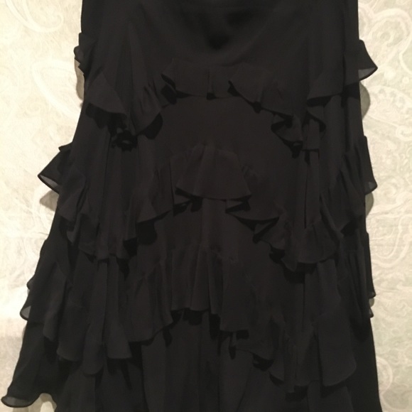INC Long Ruffled Black Skirt Size 10 - Picture 3 of 4