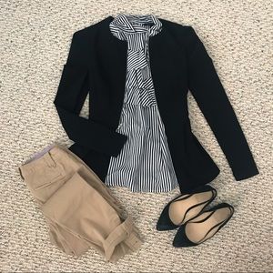 Peplum Blazer with Silver Zipper Detail