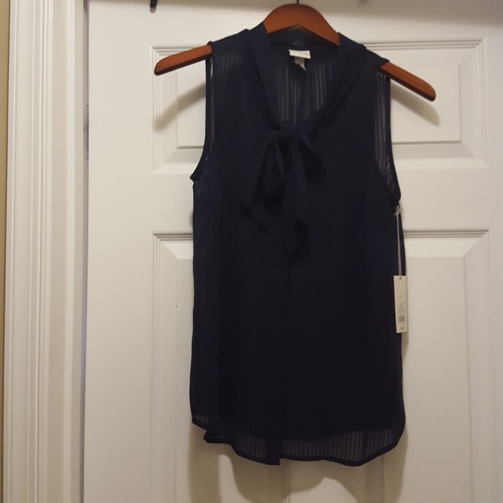 Blue Blouse with front tie & buttons