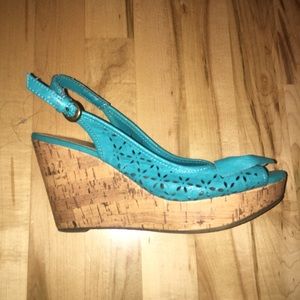 Teal wedges heels