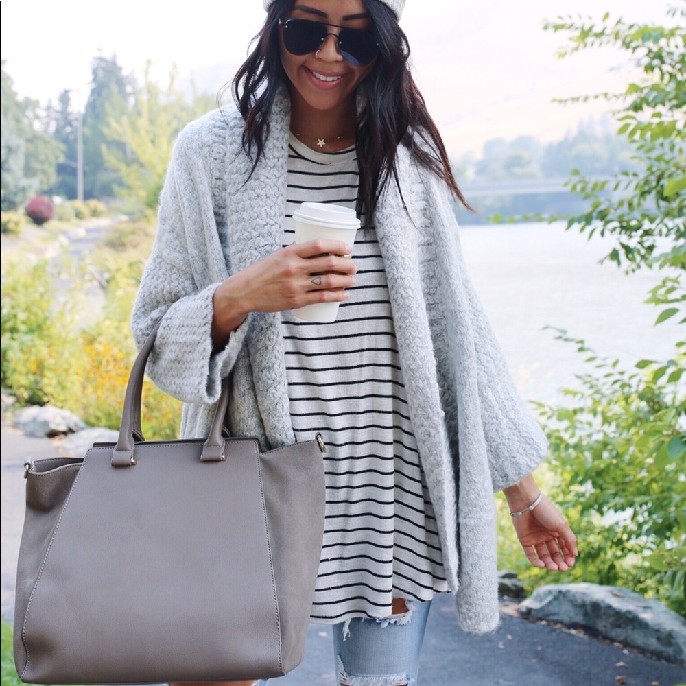 WOOL SHAWL COLLARED OVERSIZED CARDIGAN