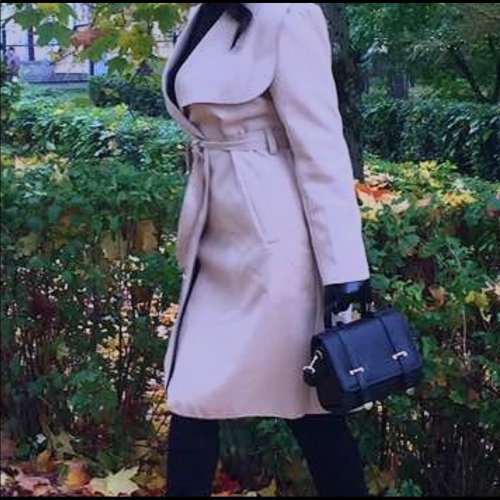 🍂 Long Wool Blend Belted Trench Coat 🍂 - Picture 1 of 8