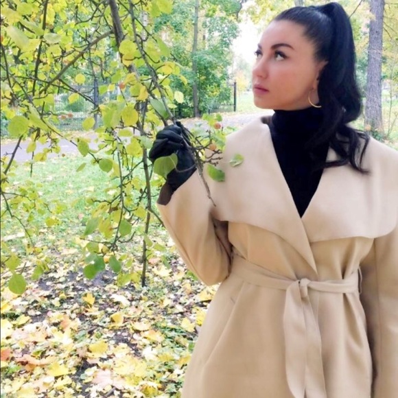 🍂 Long Wool Blend Belted Trench Coat 🍂 - Picture 3 of 8