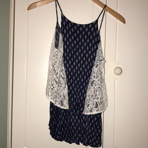 Navy Blue and Lace Tank Top