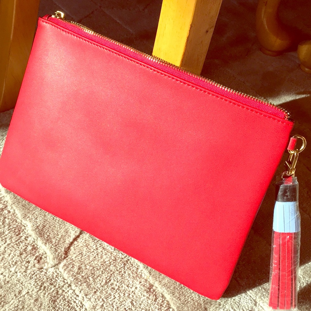 Saks Fifth Avenue Tasseled Leather Pouch/New