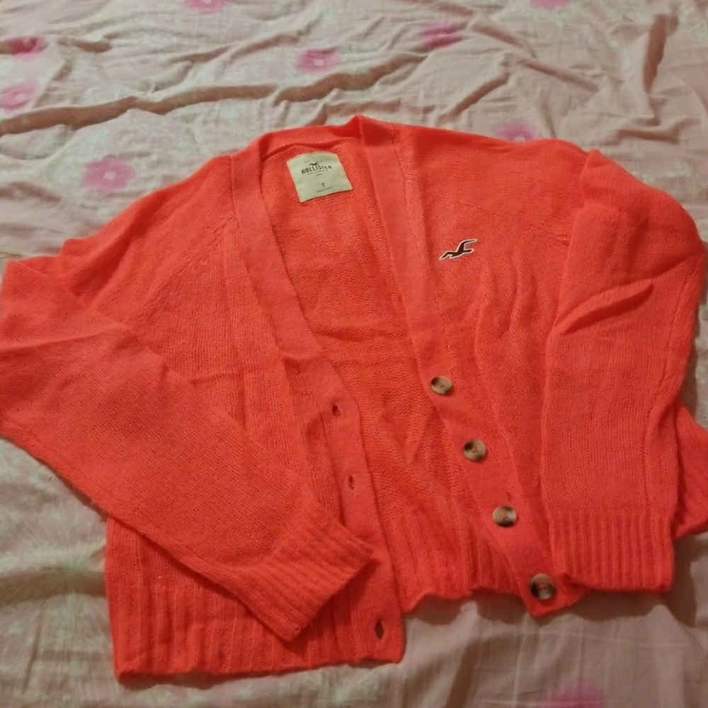 Hollister Neon Orange Cardigan
