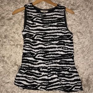 Black & White Striped Sequin Top