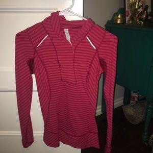Pink lululemon quarter zip long sleeve top