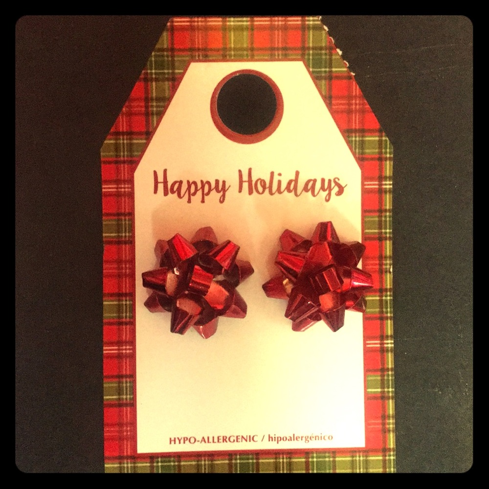 Red Christmas bow earrings