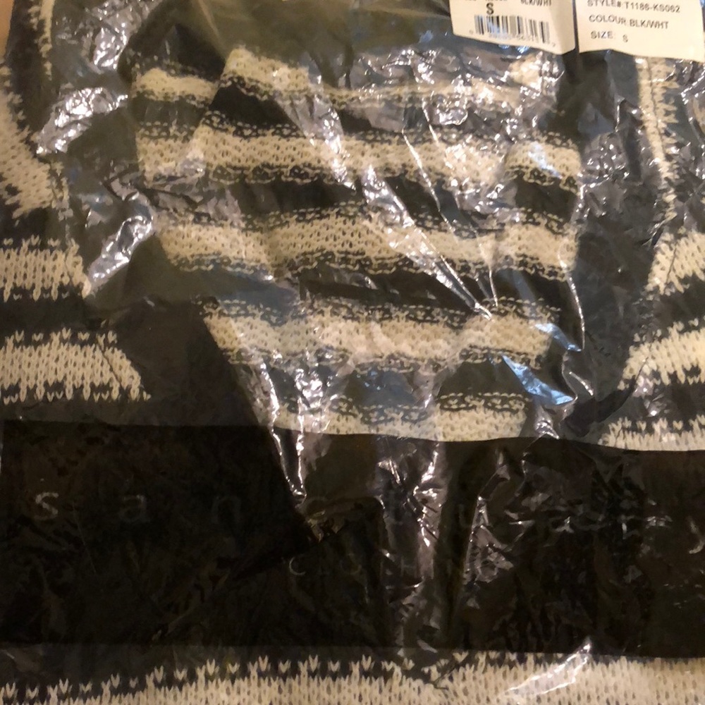 ☄️ Sanctuary Fawn Sweater V-neck zip side, BLK/WHT - Picture 7 of 7