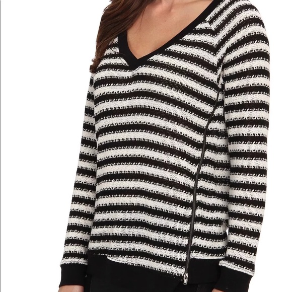☄️ Sanctuary Fawn Sweater V-neck zip side, BLK/WHT - Picture 2 of 7