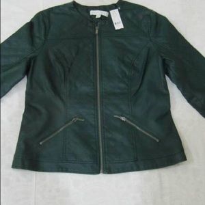 Green faux leather jacket. Brand new with tags