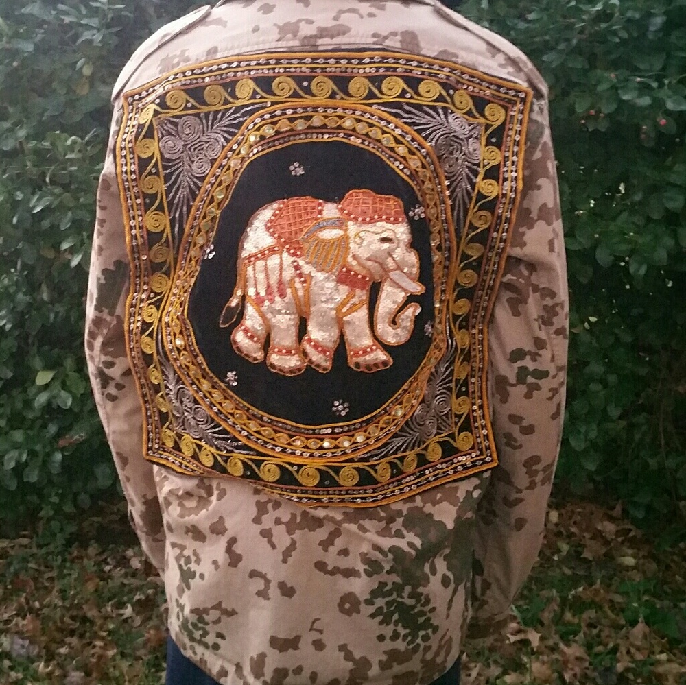 UpCycled German Camo Velvet & Sequins Field Jacket