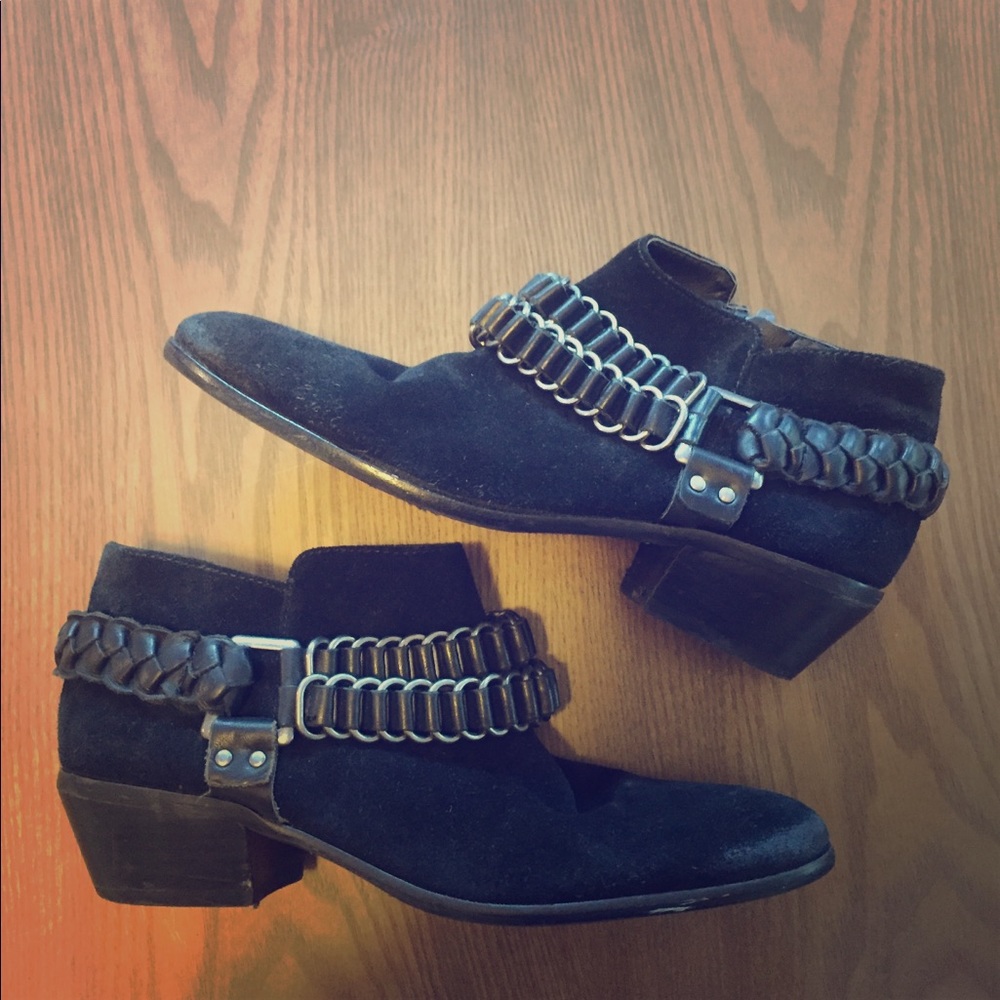 SOLD Sam Edelman Black Booties with metal detail