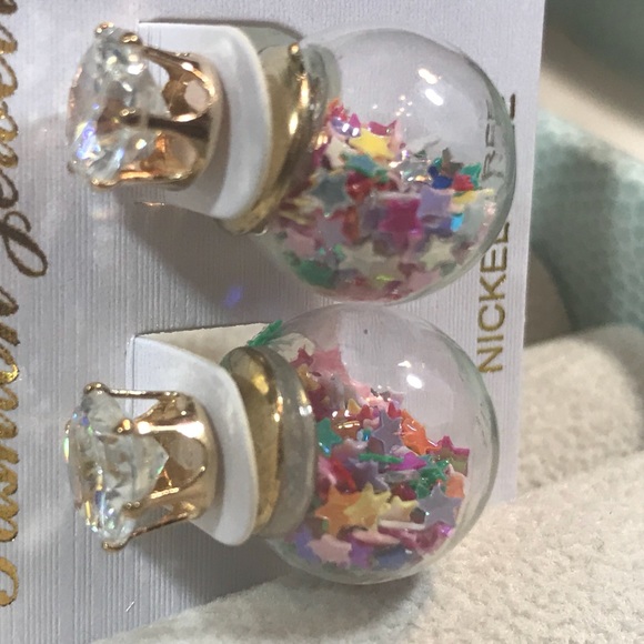 Multicolored star confetti double earrings - Picture 2 of 3