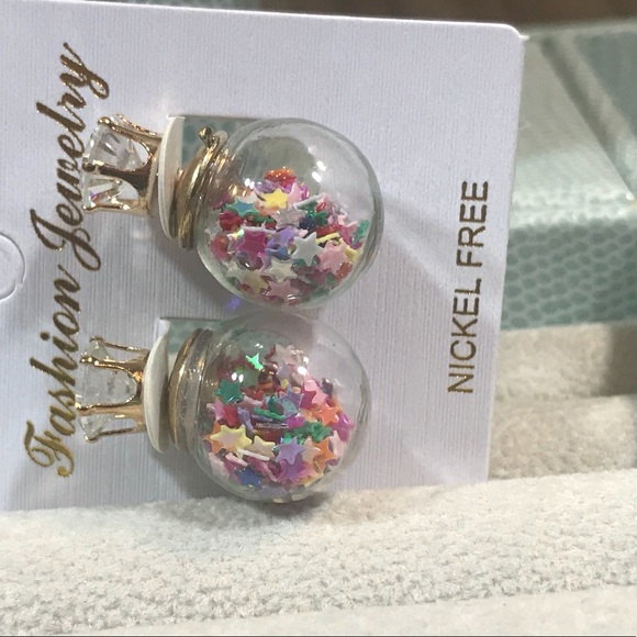 Multicolored star confetti double earrings - Picture 3 of 3