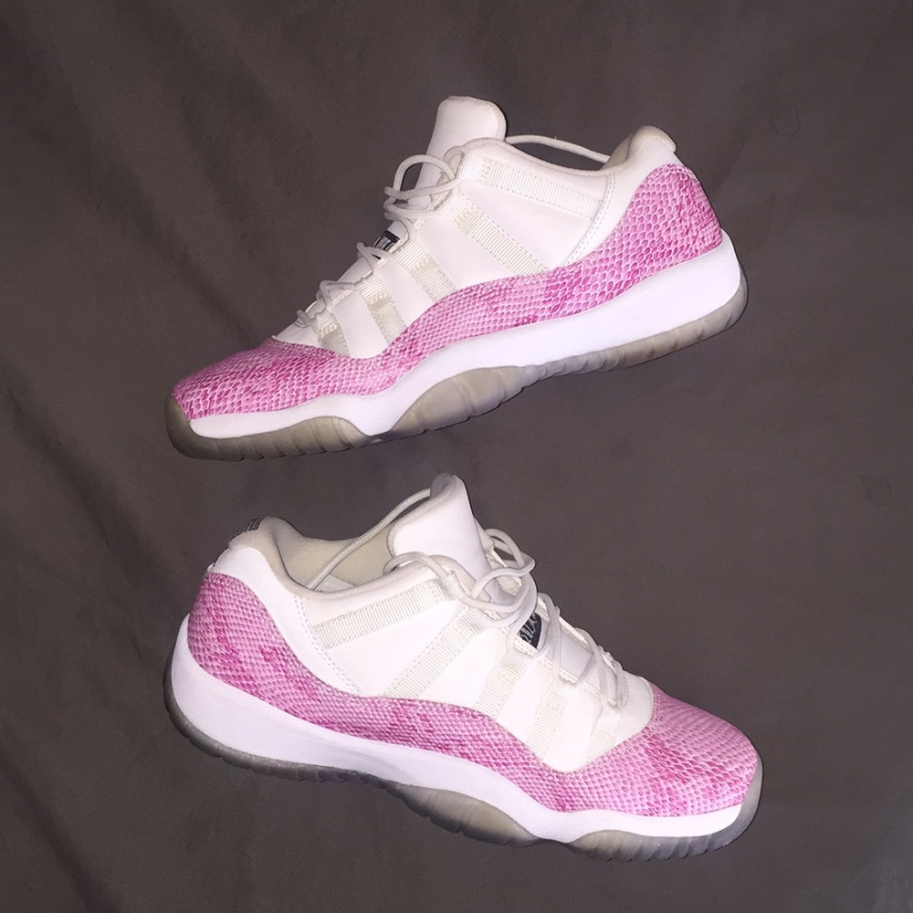 Retro Pink and White snakeskin Jordan 11's  6.5Y