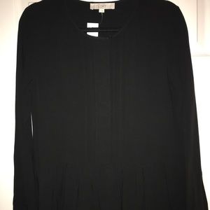 Black loft button peplum / tiered blouse