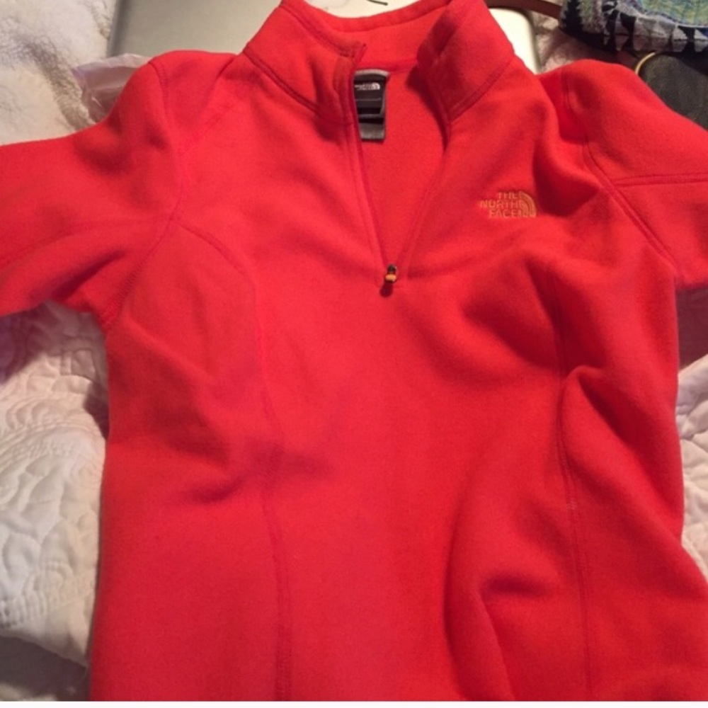 Dark orange, north face pullover fleece