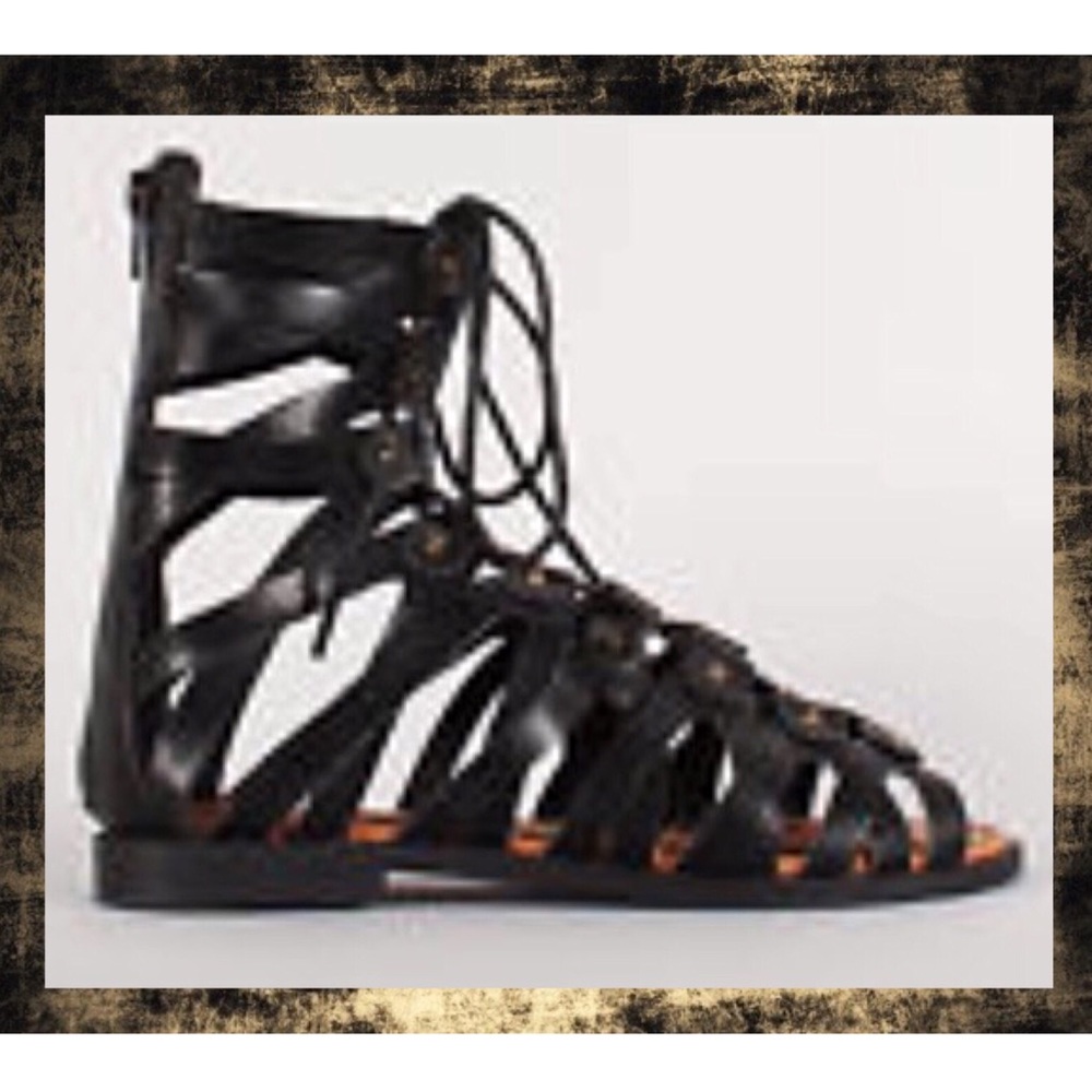 Lace Up Gladiator Sandals with Zipper Back