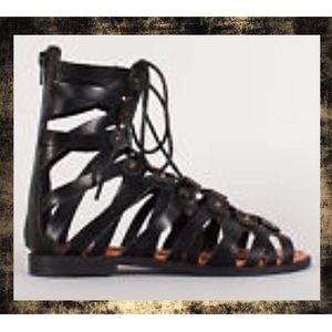 Lace Up Gladiator Sandals with Zipper Back