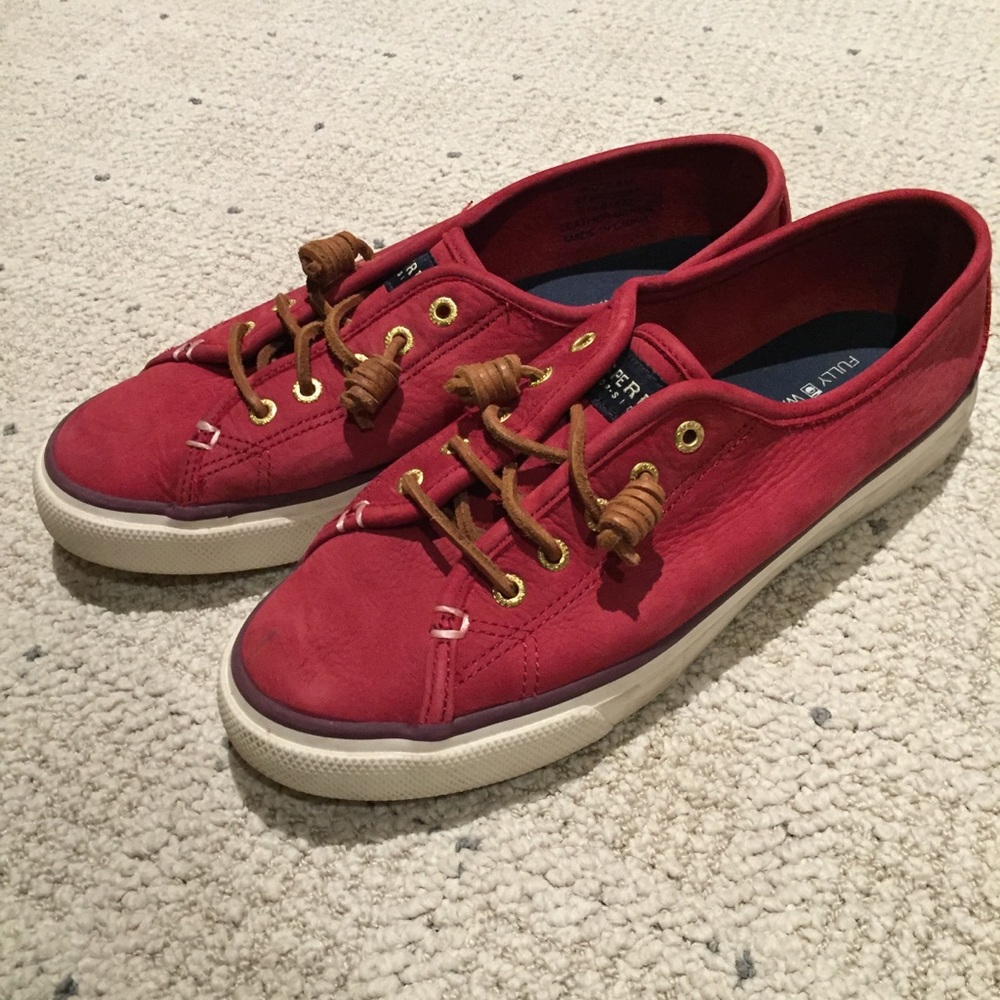 NWOT sperrys suede sneakers red