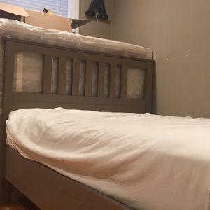 Full size wooden grey bed frame