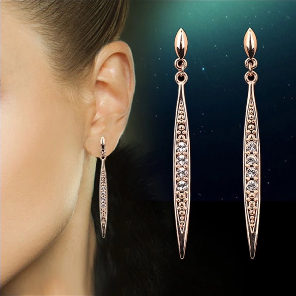 Elegant Spike CZ Crystal Earrings - Silver or Gold