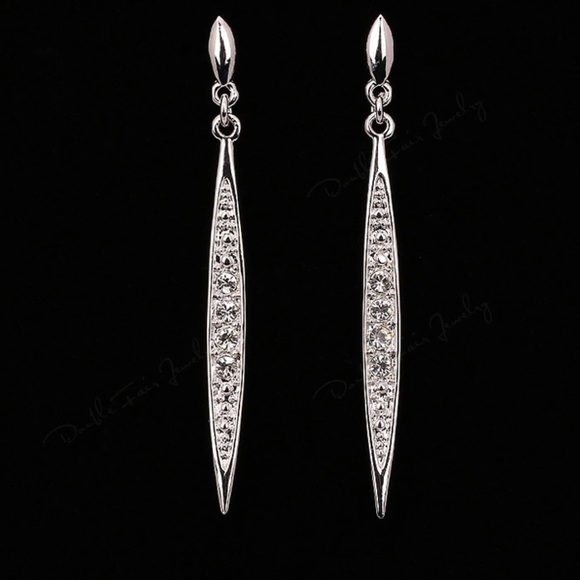 Elegant Spike CZ Crystal Earrings - Silver or Gold - Picture 2 of 8
