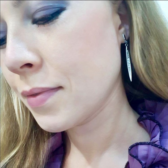 Elegant Spike CZ Crystal Earrings - Silver or Gold - Picture 4 of 8