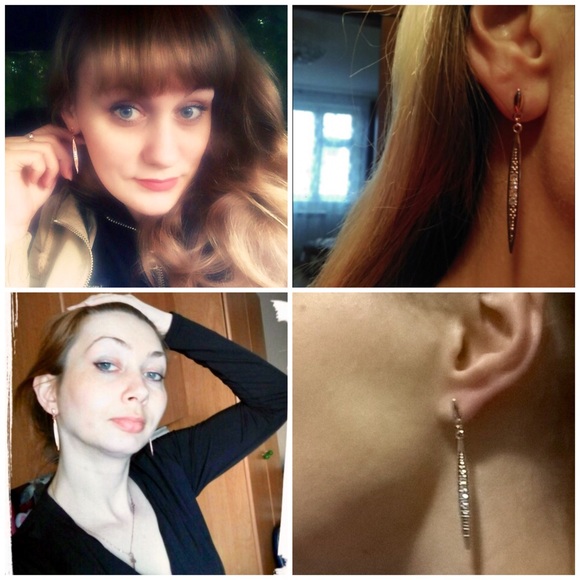 Elegant Spike CZ Crystal Earrings - Silver or Gold - Picture 6 of 8