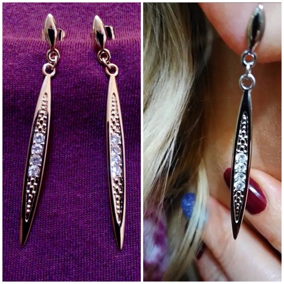 Elegant Spike CZ Crystal Earrings - Silver or Gold - Picture 7 of 8