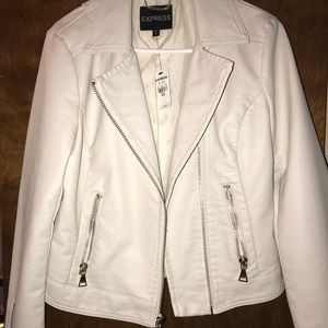 Express creme leather jacket